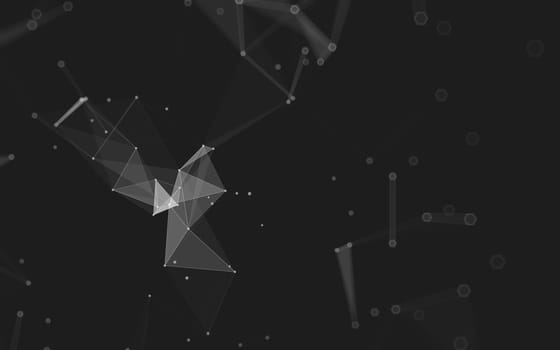 Abstract polygonal space low poly dark background with connecting dots and lines. Connection structure. 3d rendering