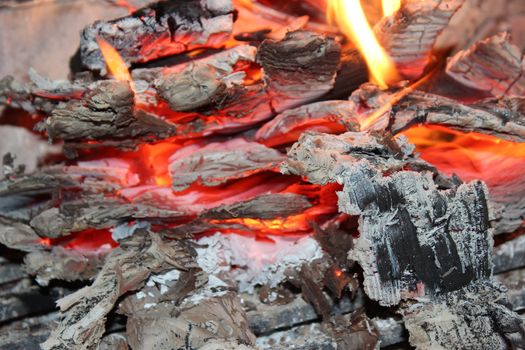 charcoals, fire, fireplace, burn, hot, flames, yellow, red, heat