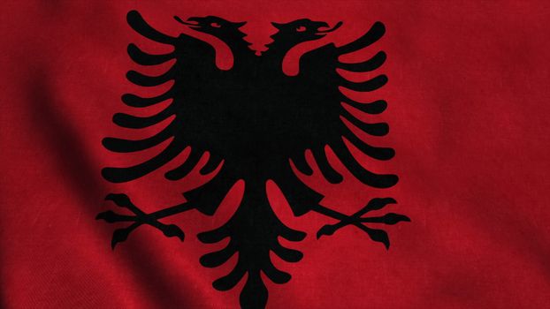 Realistic Ultra-HD flag of the Albania waving in the wind. Seamless loop with highly detailed fabric texture. Loop ready in 4k resolution.