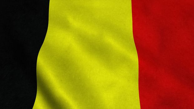 Realistic Ultra-HD flag of the Belgium waving in the wind. Seamless loop with highly detailed fabric texture. Loop ready in 4k resolution.