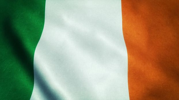 Realistic Ultra-HD flag of the Ireland waving in the wind. Seamless loop with highly detailed fabric texture. Loop ready in 4k resolution.