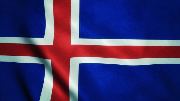 Realistic Ultra-HD flag of the Iceland waving in the wind. Seamless loop with highly detailed fabric texture. Loop ready in 4k resolution.