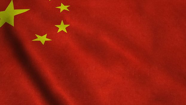 Realistic Ultra-HD flag of the China waving in the wind. Seamless loop with highly detailed fabric texture. Loop ready in 4k resolution.