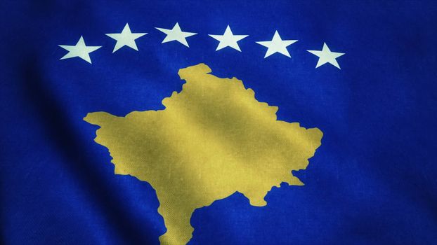 Realistic Ultra-HD flag of the Kosovo waving in the wind. Seamless loop with highly detailed fabric texture. Loop ready in 4k resolution.