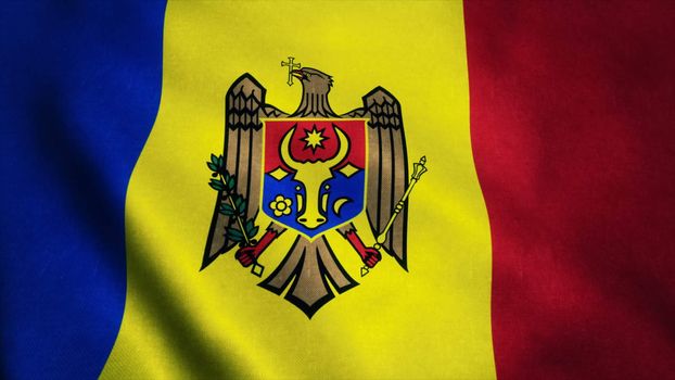 Realistic Ultra-HD flag of the Moldova waving in the wind. Seamless loop with highly detailed fabric texture. Loop ready in 4k resolution.