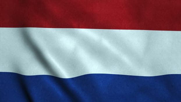 Realistic Ultra-HD flag of the Netherland waving in the wind. Seamless loop with highly detailed fabric texture. Loop ready in 4k resolution.