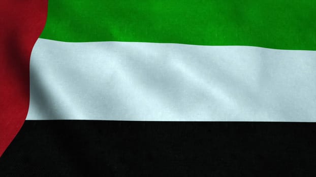 Realistic Ultra-HD flag of the United Arab Emirates waving in the wind. Seamless loop with highly detailed fabric texture. Loop ready in 4k resolution.