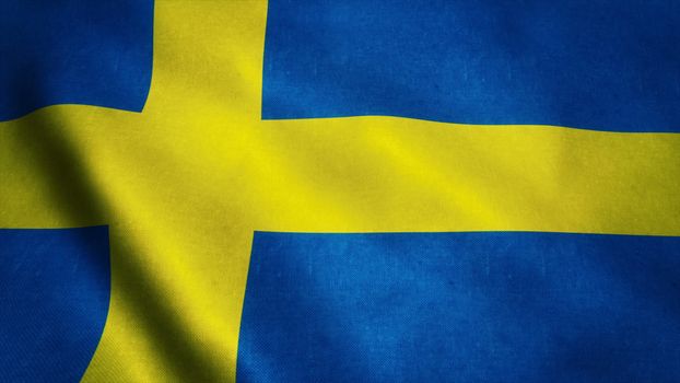 Realistic Ultra-HD flag of the Sweden waving in the wind. Seamless loop with highly detailed fabric texture. Loop ready in 4k resolution.