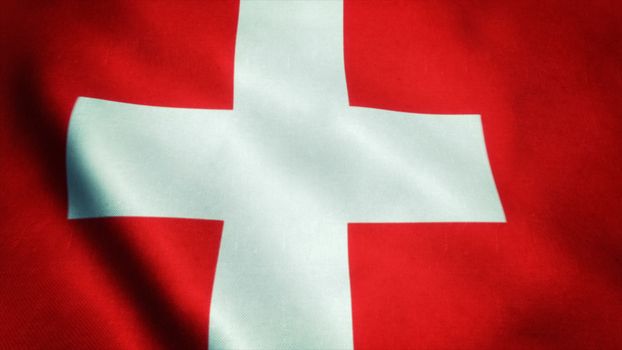 Realistic Ultra-HD flag of the Switzerland waving in the wind. Seamless loop with highly detailed fabric texture. Loop ready in 4k resolution.