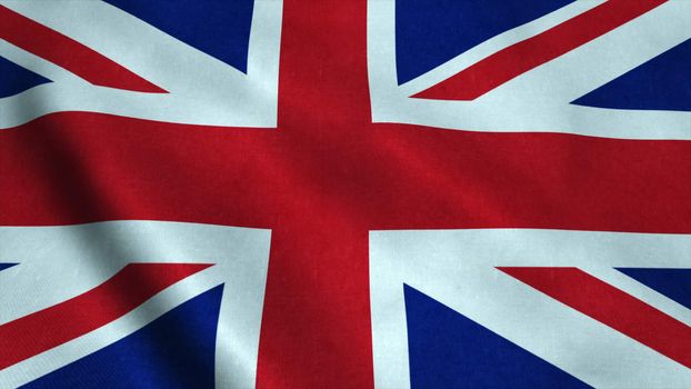 Realistic Ultra-HD flag of the United Kingdom waving in the wind. Seamless loop with highly detailed fabric texture. Loop ready in 4k resolution.
