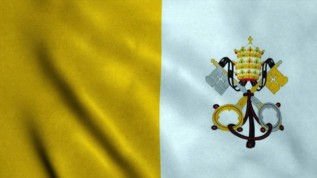 Realistic Ultra-HD flag of the Vatican City waving in the wind. Seamless loop with highly detailed fabric texture. Loop ready in 4k resolution.