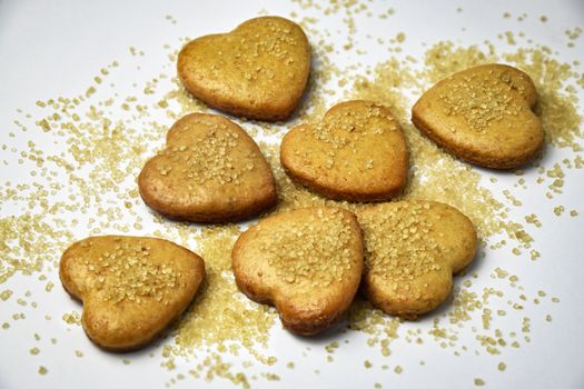 background gingerbread hearts sprinkled with sugar