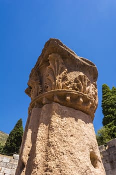 Pillar ruins at Ancient Messini, Messinia at Peloponnese, Greece