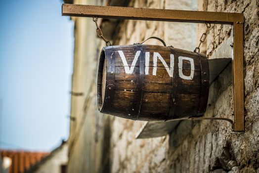 wine barrel hanging on the wall for decoration