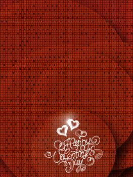 Happy Valentines day vintage lettering written by fire or smoke over red abstract background full of circles.