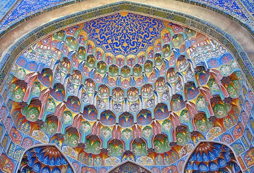 Detail of the decorations of the Abdulaziz Khan Madrassah in Bukhara, Uzbekistan
