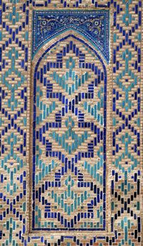 Old Eastern mosaic on the wall of a mosque, Uzbekistan