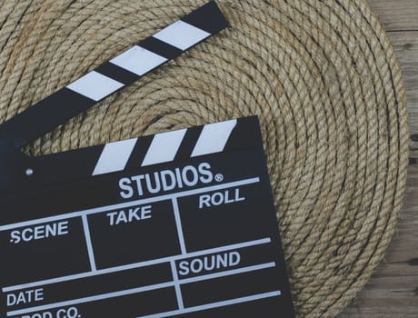 Slate film  on a jute rope background