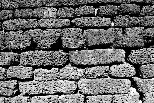 laterite stone material monochrome at temple in Sukhothai world heritage