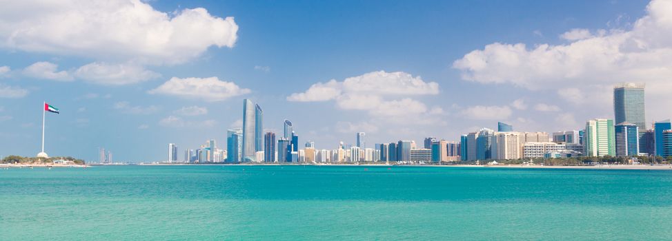 Abu Dhabi city skyline, United Arab Emirates.