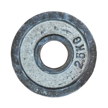 Grungy Isolated Gym Barbell Plate On A White Background