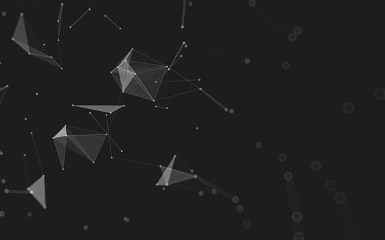 Abstract polygonal space low poly dark background with connecting dots and lines. Connection structure. 3d rendering