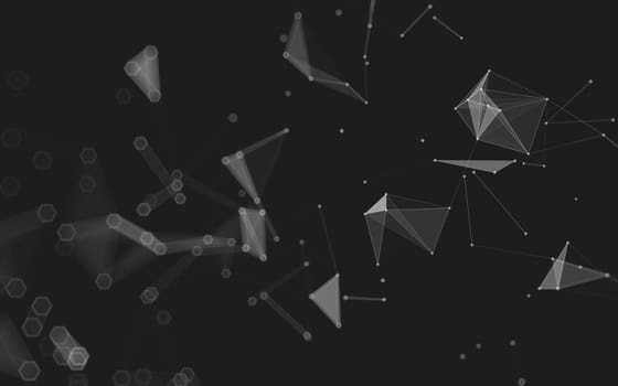 Abstract polygonal space low poly dark background with connecting dots and lines. Connection structure. 3d rendering