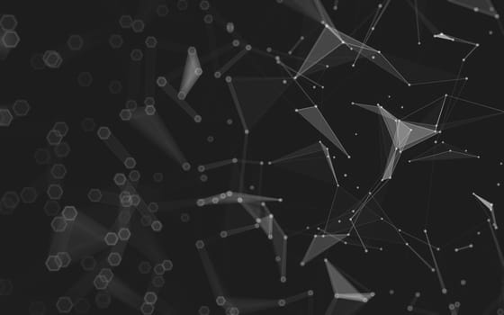 Abstract polygonal space low poly dark background with connecting dots and lines. Connection structure. 3d rendering