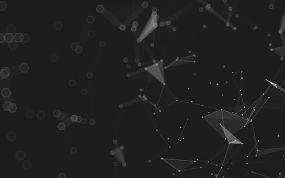 Abstract polygonal space low poly dark background with connecting dots and lines. Connection structure. 3d rendering