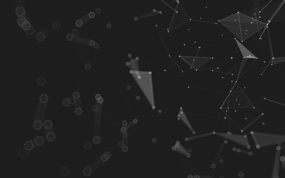 Abstract polygonal space low poly dark background with connecting dots and lines. Connection structure. 3d rendering