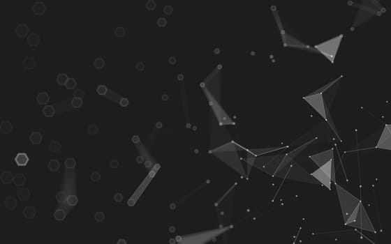 Abstract polygonal space low poly dark background with connecting dots and lines. Connection structure. 3d rendering