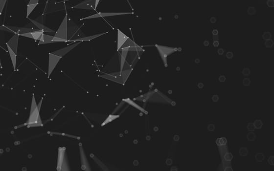 Abstract polygonal space low poly dark background with connecting dots and lines. Connection structure. 3d rendering