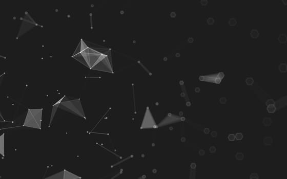 Abstract polygonal space low poly dark background with connecting dots and lines. Connection structure. 3d rendering