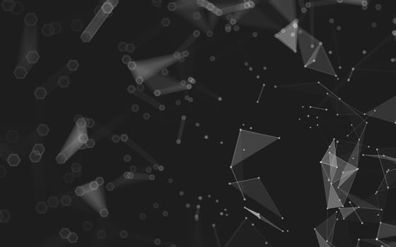 Abstract polygonal space low poly dark background with connecting dots and lines. Connection structure. 3d rendering