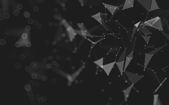 Abstract polygonal space low poly dark background with connecting dots and lines. Connection structure. 3d rendering