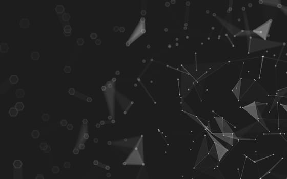 Abstract polygonal space low poly dark background with connecting dots and lines. Connection structure. 3d rendering