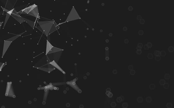 Abstract polygonal space low poly dark background with connecting dots and lines. Connection structure. 3d rendering