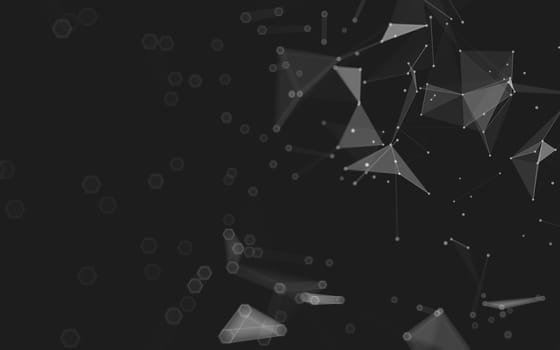 Abstract polygonal space low poly dark background with connecting dots and lines. Connection structure. 3d rendering