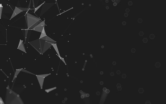 Abstract polygonal space low poly dark background with connecting dots and lines. Connection structure. 3d rendering