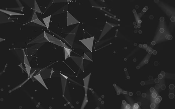 Abstract polygonal space low poly dark background with connecting dots and lines. Connection structure. 3d rendering