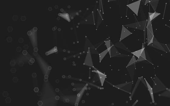 Abstract polygonal space low poly dark background with connecting dots and lines. Connection structure. 3d rendering