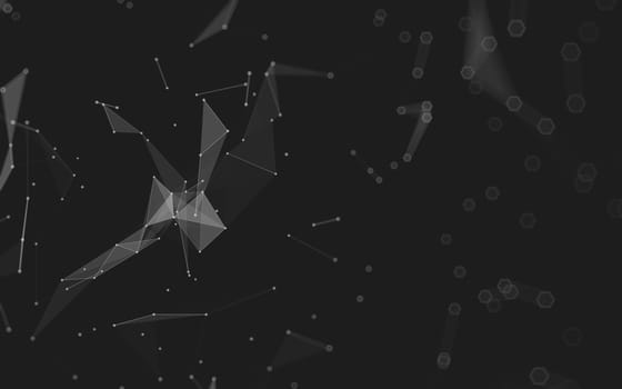 Abstract polygonal space low poly dark background with connecting dots and lines. Connection structure. 3d rendering