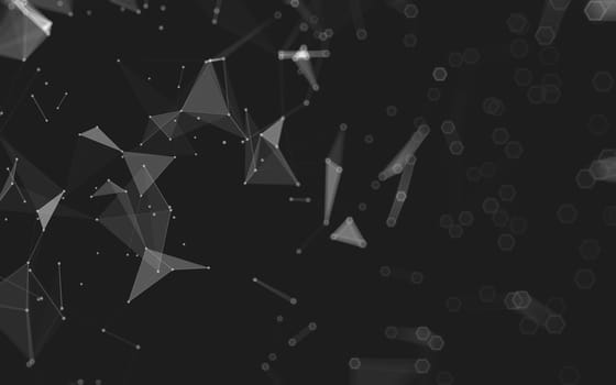 Abstract polygonal space low poly dark background with connecting dots and lines. Connection structure. 3d rendering