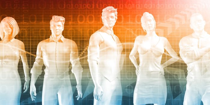 Business People Standing in a Row Confident