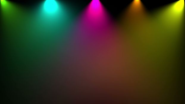 Disco light. Computer graphic. Different colors 3D rendered