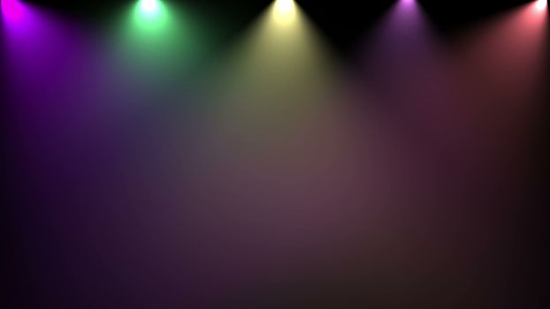 Disco light. Computer graphic. Different colors 3D rendered