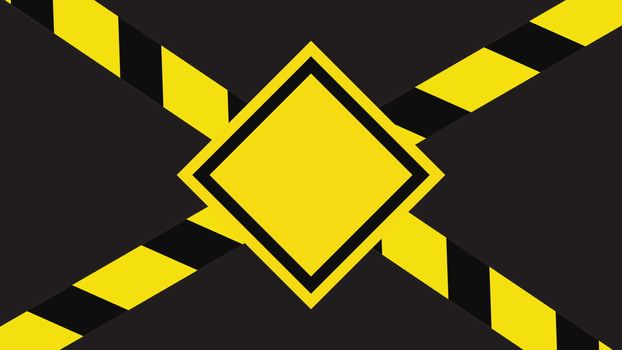 Computer graphic danger sign. Yellow and black colors