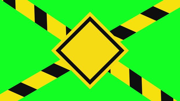 Computer graphic danger sign. Yellow and black colors