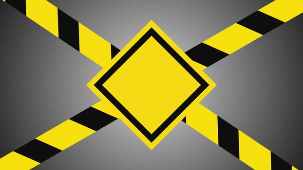 Computer graphic danger sign. Yellow and black colors