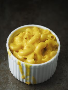 close up of rustic american english macaroni cheese